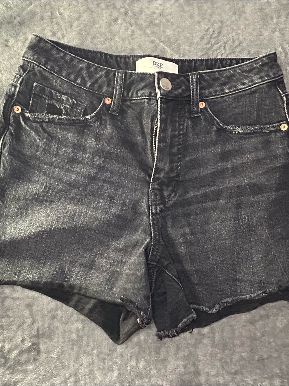 BKE Women's Black Washed Denim Cutoff Shorts